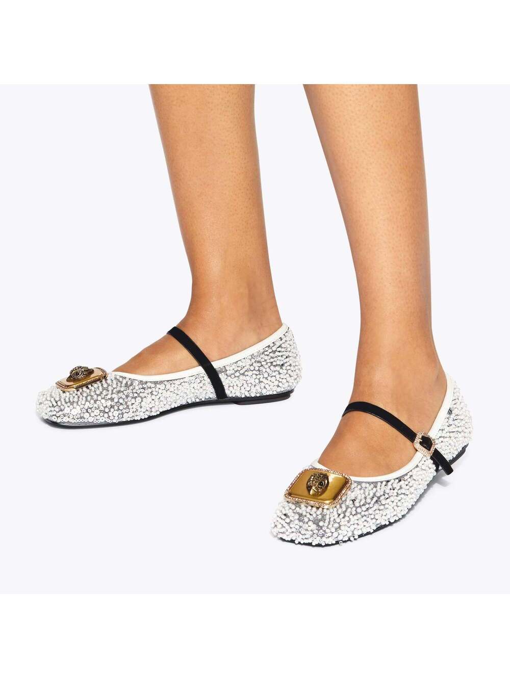 Kurt Geiger Pimlico White Sequin Ballet Flat EU38.5/US7.5